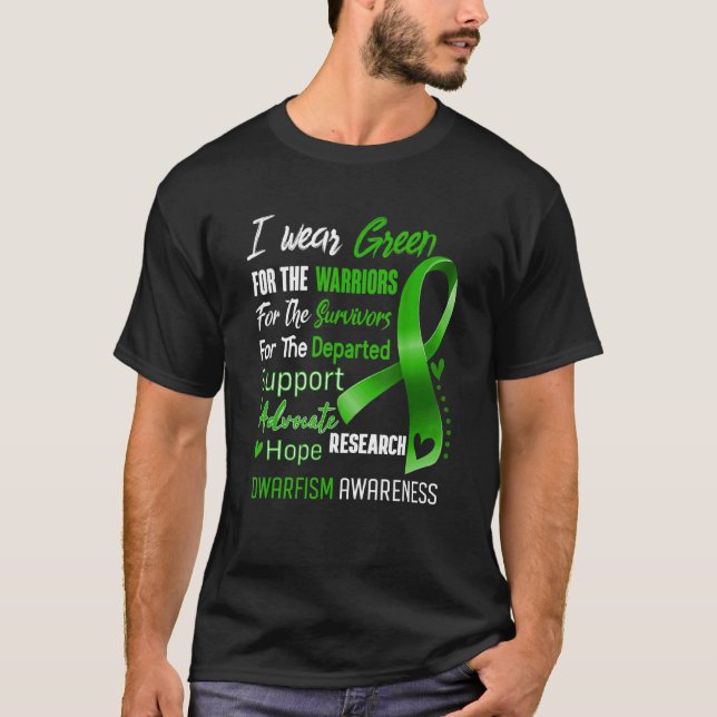 T-shirt In October I Wear Green For Dwarfism Awareness Gre (Devant)