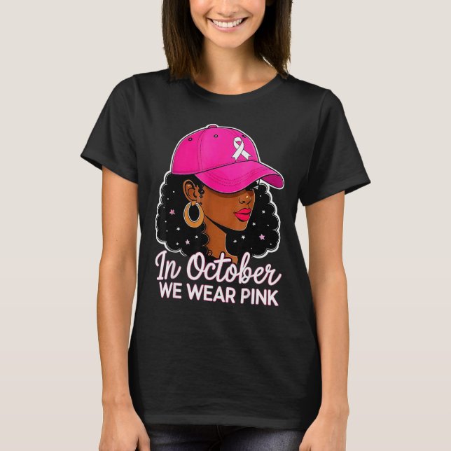 T-shirt In October We Wear Nk Black Women Breast Cancer Aw (Devant)