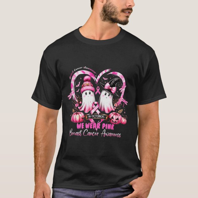 T-shirt In October We Wear Nk Breast Cancer Heart Dragonfl (Devant)