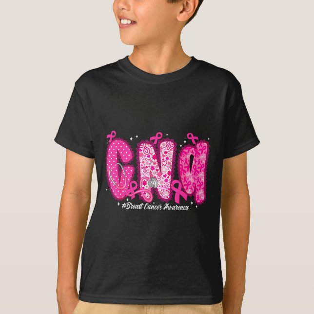 T-shirt In October We Wear Nk Cna Nurse Breast Cancer Awar (Devant)