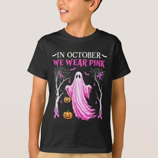 T-shirt In October We Wear Nk Ghost Boo Breast Cancer Wome (Devant)