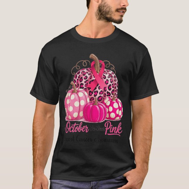 T-shirt in October We Wear Pink Breast Cancer Pumpkin Fall (Devant)