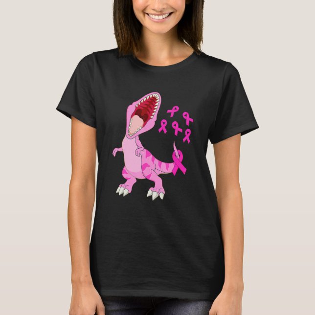 T-shirt In October We Wear Pink Dinosaur Trex Dino Kid Boy (Devant)