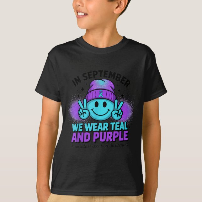 T-shirt In September We Wear Teal And Purple Suicide Preve (Devant)