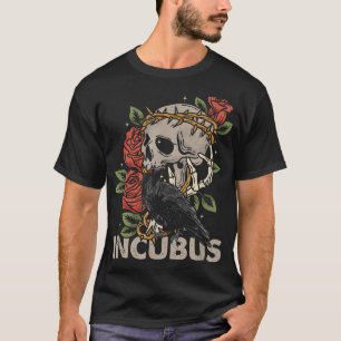 T-shirt Incubus Crow Gauche Crâne Matin Et Fleur Hallowe