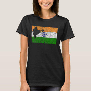 T-shirt Inde Carte Drapeau Indien Silhouette Voyage Vacanc