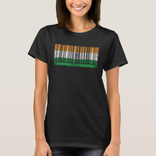 T-shirt Inde Drapeau Patrimoine Indien Racines Code barre 