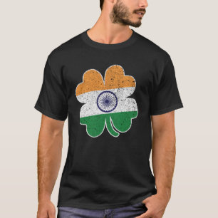 T-shirt Inde Drapeau Shamrock quatre feuilles C St Patrick