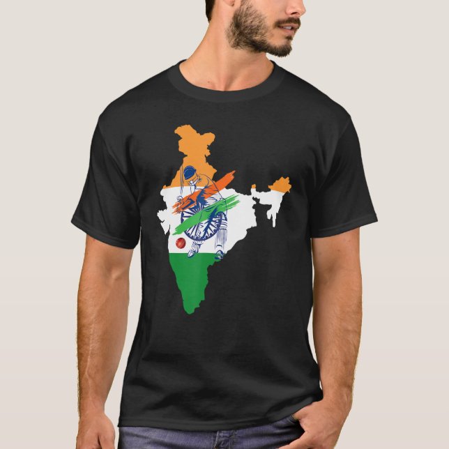 T-shirt Inde Équipe de cricket Inde Carte Inde Drapeau Ind (Devant)