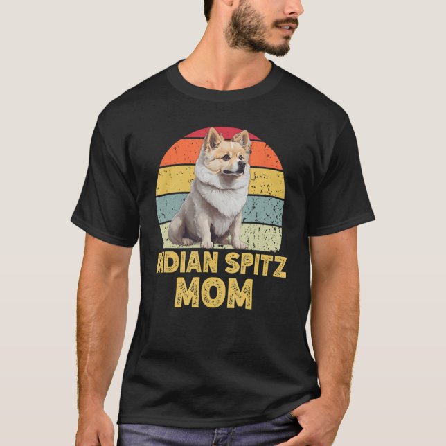 T-shirt Indian Spitz Chien Maman Retro Style Funny Proprié (Devant)