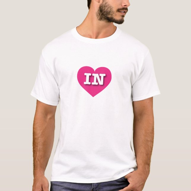 T-shirt Indiana Hot Pink Heart - I love IN (Devant)