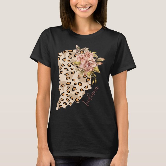T-shirt Indiana Leopard Pattern Map Leo State Of Indiana (Devant)