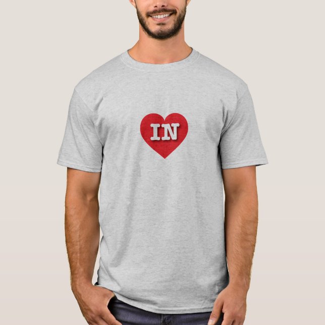 T-shirt Indiana Red Heart - I love IN (Devant)