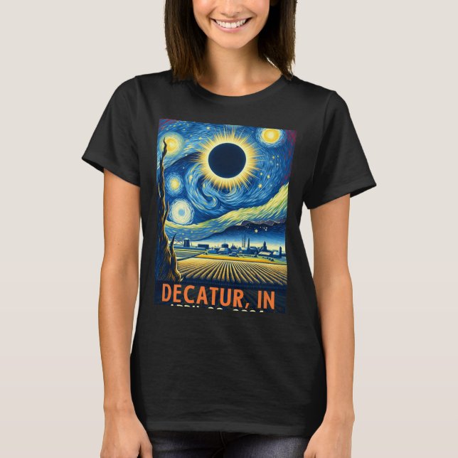 T-shirt Indiana Total Solar Eclipse 2024 Nuit étoilée (Devant)