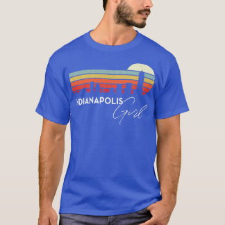 T-shirt Indianapolis Girl Retro Sunset City Skyline Souven