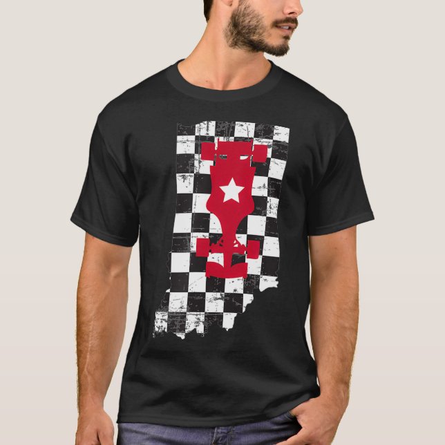 T-shirt Indianapolis Indiana State 500 Race Car Distresse (Devant)