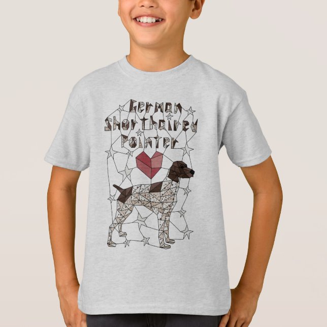 T-shirt Indicateur aux cheveux courts allemand géométrique (Devant)