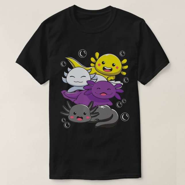 T-shirt Indicateur de fierté non binaire Axolotl LGBTQ non (Design devant)