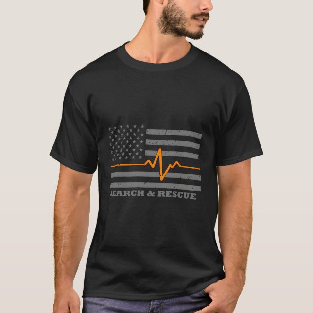 T-shirt Indicateur De Ligne Orange Mince Recherche Et Seco (Devant)