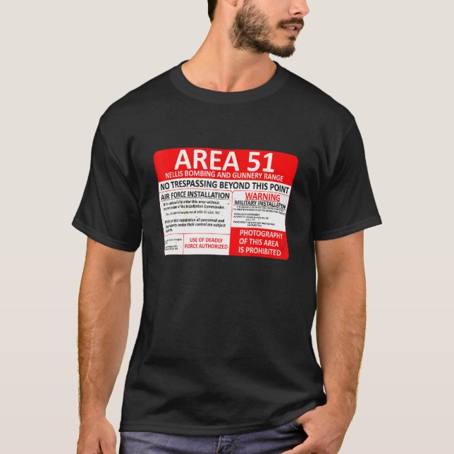 T-shirt Indicateur militaire faux de la zone 51 (Devant)