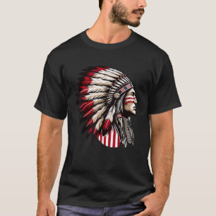 T-shirt Indien d'Amérique autochtone, Coiffe Ancêtres Chef