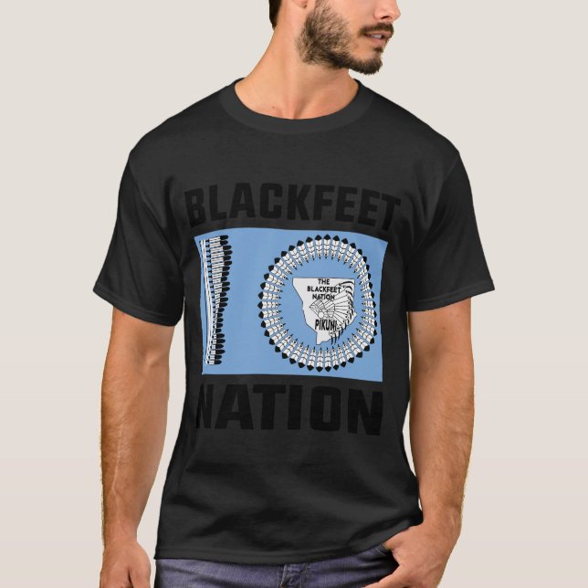 T-shirt Indiens noirs, drapeau de la nation Blackpieds (Devant)