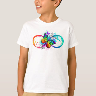 T-shirt Infini lumineux avec papillon arc-en-ciel