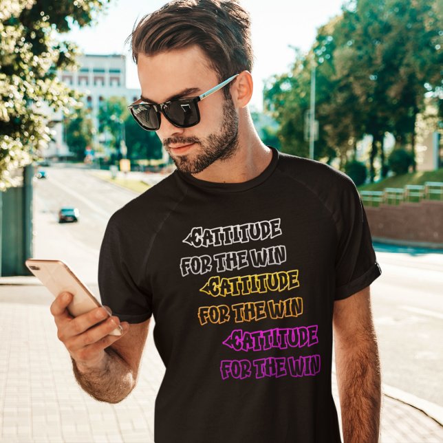 T-shirt Infinie Réflexions Cattitude Pour La Victoire (Créateur téléchargé)