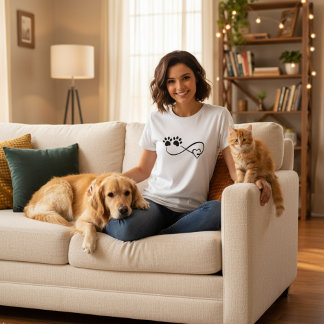 T-shirt Infinity Heart and Paw Prints Tee Shirt