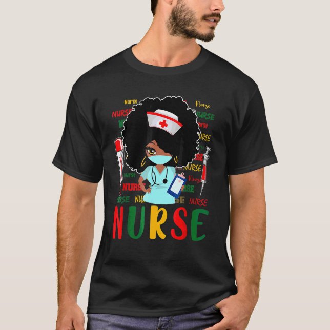 T-shirt Infirmière africaine Noire Histoire Mois Fierté No (Devant)