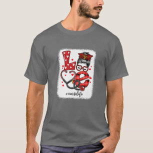 T-shirt Infirmière AMOUR Stéthoscope Carreaux Léopard Chig