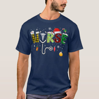 T-shirt Infirmière Arbre de Noël Stethoscope RN LPN Scrub 