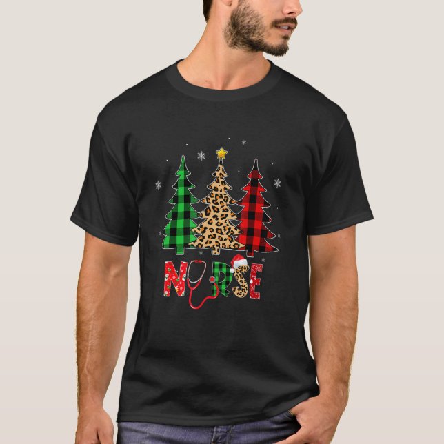 T-shirt Infirmière Arbre de Noël Stethoscope RN LPN Scrub  (Devant)