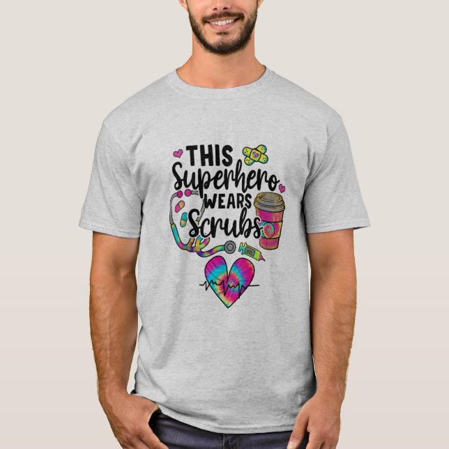 T-shirt Infirmière Ce Superhéros Porte Des Écrans (Devant)