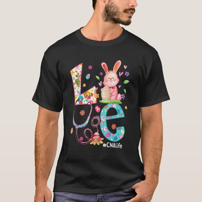 T-shirt Infirmière Cna Vie Stethoscope Scruter Pâques Jour (Devant)