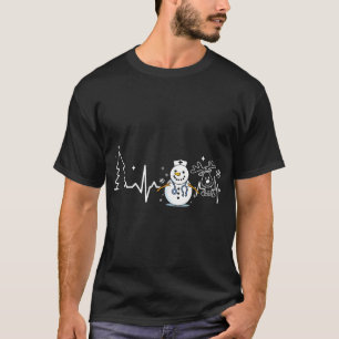 T-shirt Infirmière de battement de coeur Snowman Infirmièr