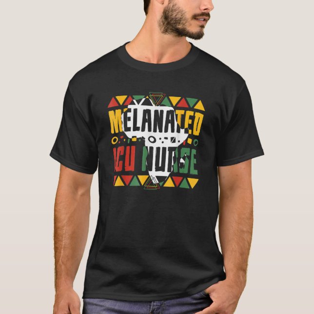 T-shirt Infirmière de l'ICU Melanée Noir Histoire Mois Int (Devant)