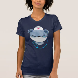 T-shirt Infirmière de l'ours mignonne portant un Masque Mé