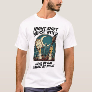 T-shirt Infirmière de nuit Sorcière Rétro Halloween Tee