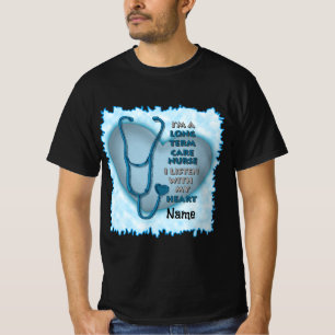 T-shirt Infirmière de soins de longue durée du coeur bleu