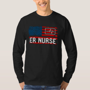 T-shirt Infirmière des urgences Drapeau américain Hôpital