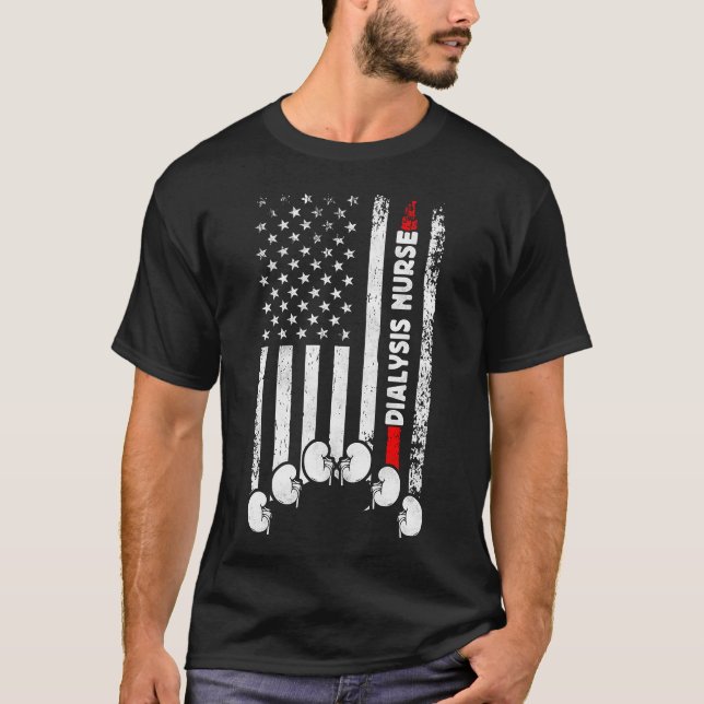 T-shirt Infirmière dialyse Infirmière dialyse drapeau amér (Devant)