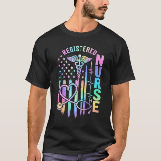 T-shirt Infirmière diplômée IR Stéthoscope ECG Drapeau méd