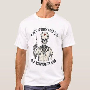 T-shirt Infirmière drôle squelette seringue gravure vintag