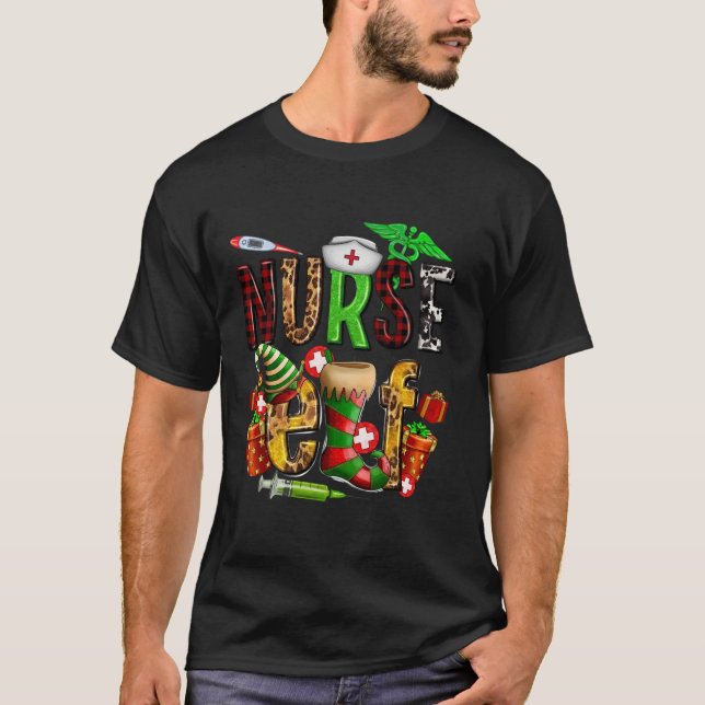 T-shirt Infirmière Elfe Noël Infirmière Vie Buffalo Pla (Devant)