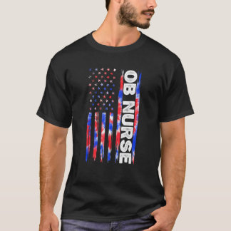 T-shirt Infirmière en obstétrique OB Tie Dye Drapeau Améri
