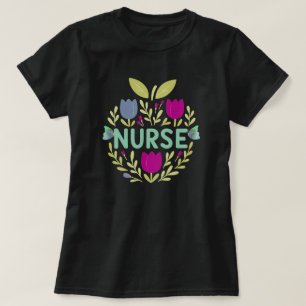 T-shirt Infirmière Floral Tulip Design