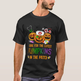 T-shirt Infirmière Halloween Je M'Occupe Des Citrouilles L