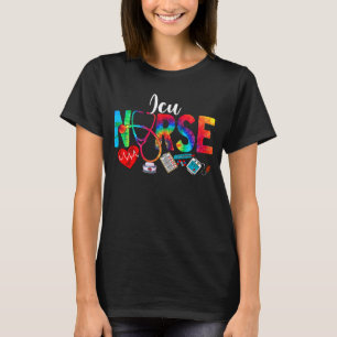 T-shirt Infirmière ICU Tie Dye Love Heart Stethoscope RN N