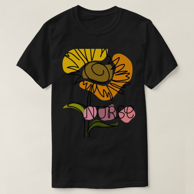 T-shirt Infirmière infirmière Tournesol Boho une ligne des (Design devant)